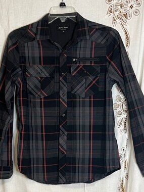 Vintage Black Red Plaid Button-Down XL URL: